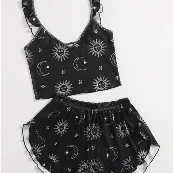 n/a Other - Sun & Moon Ruffle Crop Top & Shorts Pajama 2 Pc
